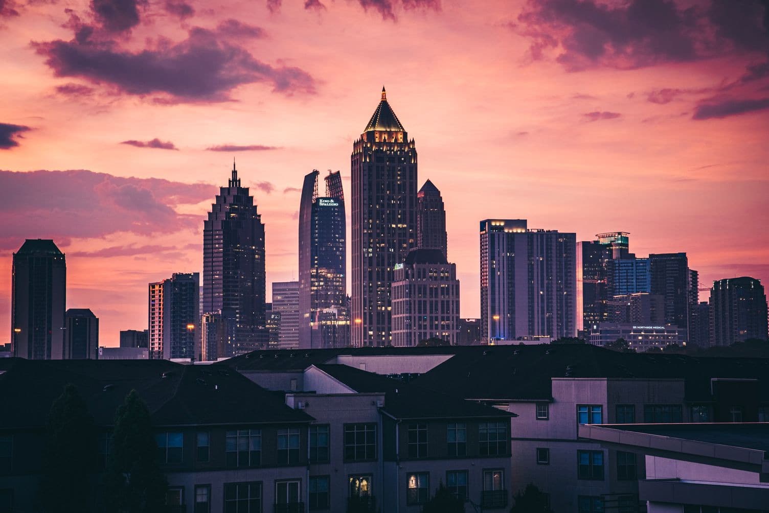 Atlanta skyline at sunset