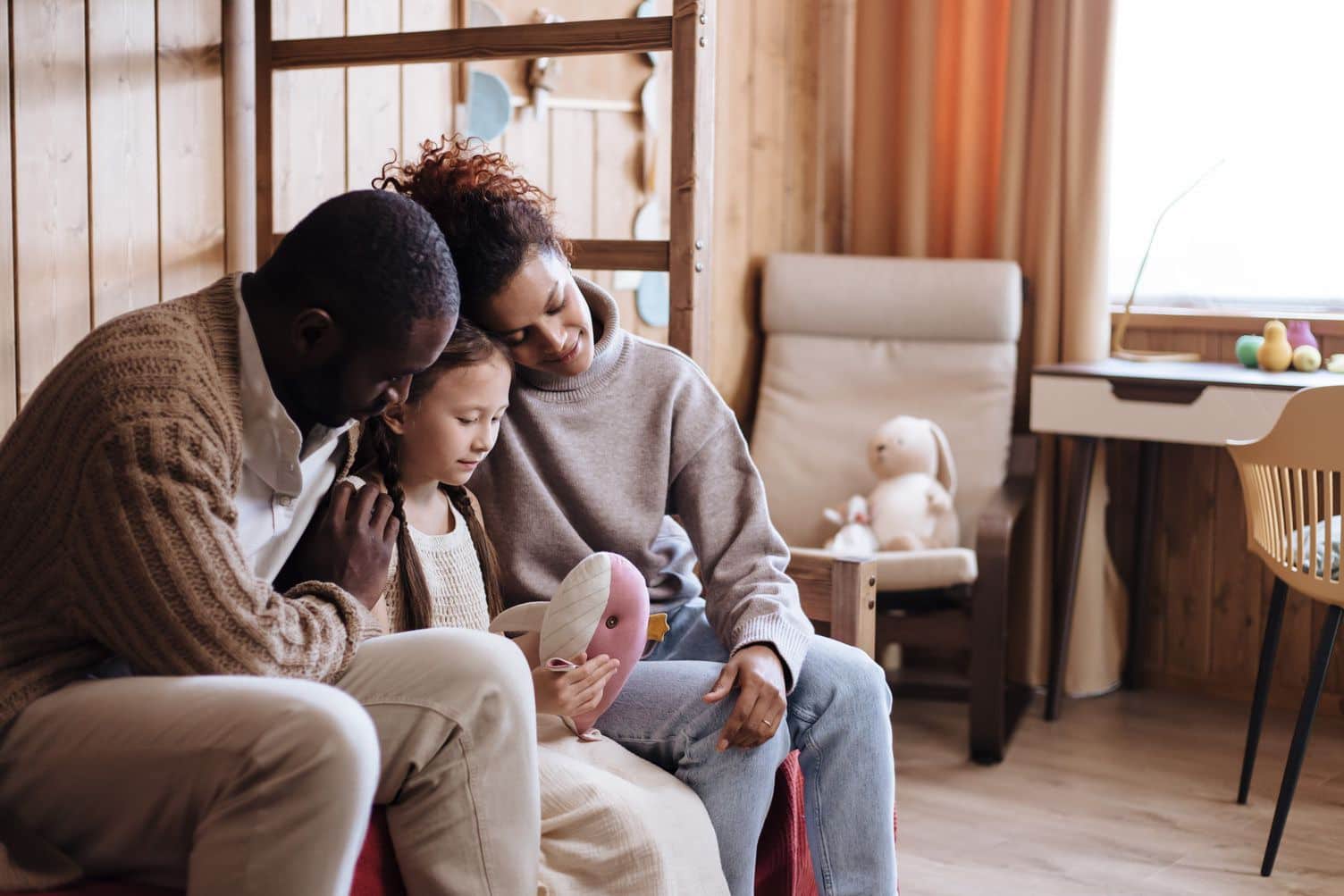 A happy family at home in Metro Atlanta